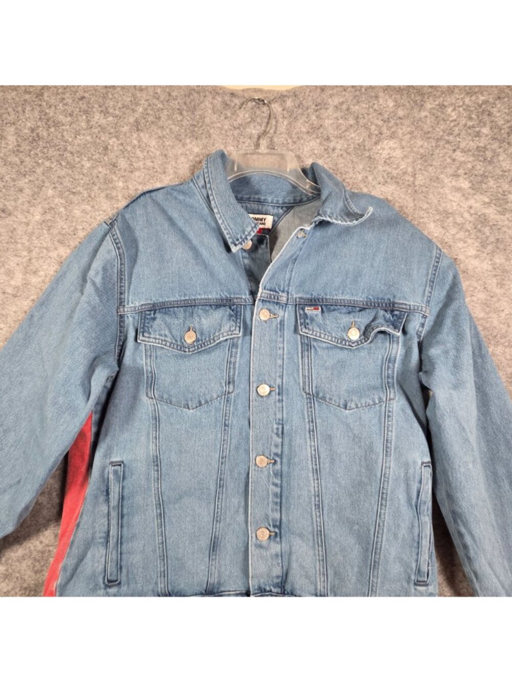 Tommy Hilfiger Jeans Women's Button Up Trucker Denim Jacket Blue  L Colorblock - Picture 3 of 9